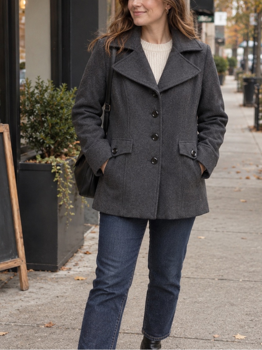 Jason Kole Black Pea Coat Size Medium